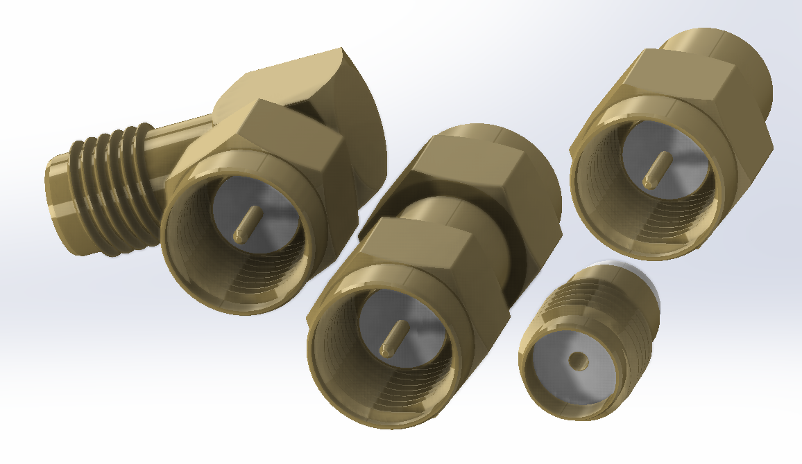SolidWorks render of SMA connector assembly